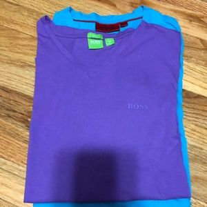 Hugo boss v neck tshirt boss green slim fit purple